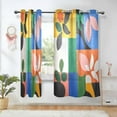 thumbnail image 1 of Yayeee Window Curtains Set of 2 for Living Room Light Filtering 63"x42", Abstract Plants, 1 of 7