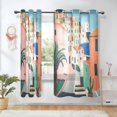 thumbnail image 1 of Yayeee Window Curtains Light Filtering 63"x42" Grommet Panel Pair Home Living Room Decor, Art City, 1 of 7