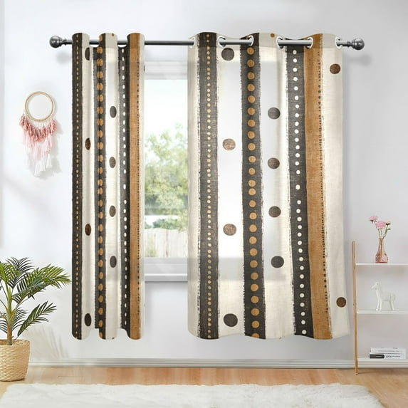 Yayeee Window Curtains Set of 2 for Living Room Light Filtering 63"x42", Beige Abstract Dots