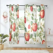 Yayeee Window Curtains Set of 2 for Living Room Light Filtering 63"x42", Beige Apple Pattern