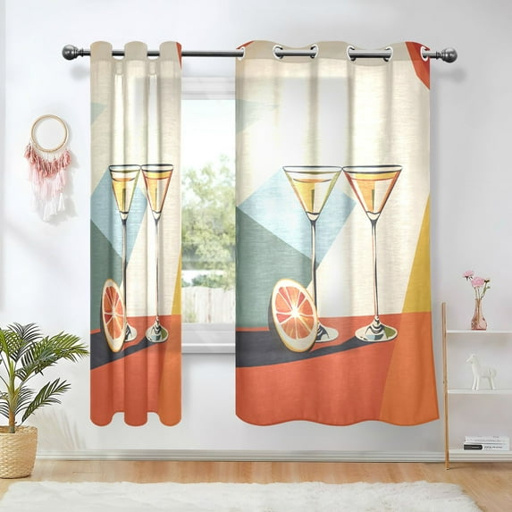 Yayeee Window Curtains Set of 2 for Living Room Light Filtering 63"x42", Beige Glasses