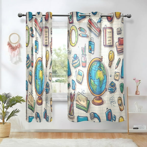 Yayeee Window Curtains Set of 2 for Living Room Light Filtering 63"x42", Beige School