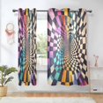 thumbnail image 1 of Yayeee Window Curtains Light Filtering 63"x42" Grommet Panel Pair Home Living Room Decor, Beige Wavy Plaid, 1 of 7