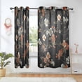 thumbnail image 1 of Yayeee Window Curtains Light Filtering 63"x42" Grommet Panel Pair Home Living Room Decor, Black Flowers, 1 of 7