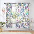 thumbnail image 1 of Yayeee Window Curtains Light Filtering 63"x42" Grommet Panel Pair Home Living Room Decor, Blue Doodle Pattern, 1 of 7