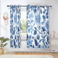 thumbnail image 1 of Yayeee Window Curtains Set of 2 for Living Room Light Filtering 63"x42", Blue Floral Pattern, 1 of 7