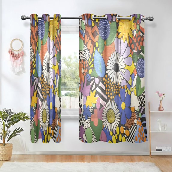 Yayeee Window Curtains Set of 2 for Living Room Light Filtering 63"x42", Blue Floral