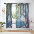thumbnail image 1 of Yayeee Window Curtains Light Filtering 63"x42" Grommet Panel Pair Home Living Room Decor, Blue Tree, 1 of 7
