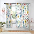 thumbnail image 1 of Yayeee Window Curtains Light Filtering 63"x42" Grommet Panel Pair Home Living Room Decor, Blue Wildflower Pattern, 1 of 7