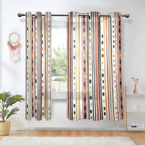 Yayeee Window Curtains Light Filtering 63"x42" Grommet Panel Pair Home Living Room Decor, Brown Abstract Dots