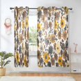 thumbnail image 1 of Yayeee Window Curtains Light Filtering 63"x42" Grommet Panel Pair Home Living Room Decor, Brown Flowers, 1 of 7