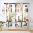 thumbnail image 1 of Yayeee Window Curtains Light Filtering 63"x42" Grommet Panel Pair Home Living Room Decor, Cats Reading Pattern, 1 of 7