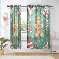 Yayeee Window Curtains Set of 2 for Living Room Light Filtering 63"x42", Christmas Gingerbread