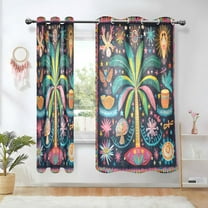 Yayeee Window Curtains Set of 2 for Living Room Light Filtering 63"x42", Coconut Tree