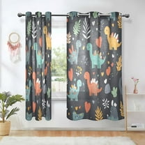 Yayeee Window Curtains Set of 2 for Living Room Light Filtering 63"x42", Cute Dinosaur