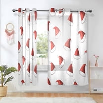 Yayeee Window Curtains Set of 2 for Living Room Light Filtering 63"x42", Cute Santa Hats Pattern