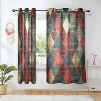 Yayeee Window Curtains Set of 2 for Living Room Light Filtering 63"x42", Dark Tartan Pattern