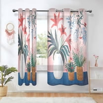 Yayeee Window Curtains Set of 2 for Living Room Light Filtering 63"x42", Flowers and Leaves