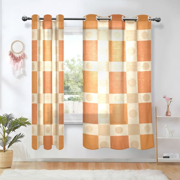 Yayeee Window Curtains Light Filtering 63"x42" Grommet Panel Pair Home Living Room Decor, Geometric Pattern