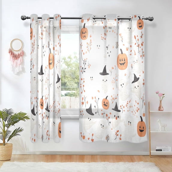 Yayeee Window Curtains Light Filtering 63"x42" Grommet Panel Pair Home Living Room Decor, Ghost Design