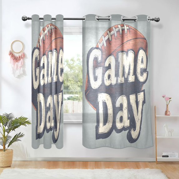 Yayeee Window Curtains Set of 2 for Living Room Light Filtering 63"x42", Gray Game Day