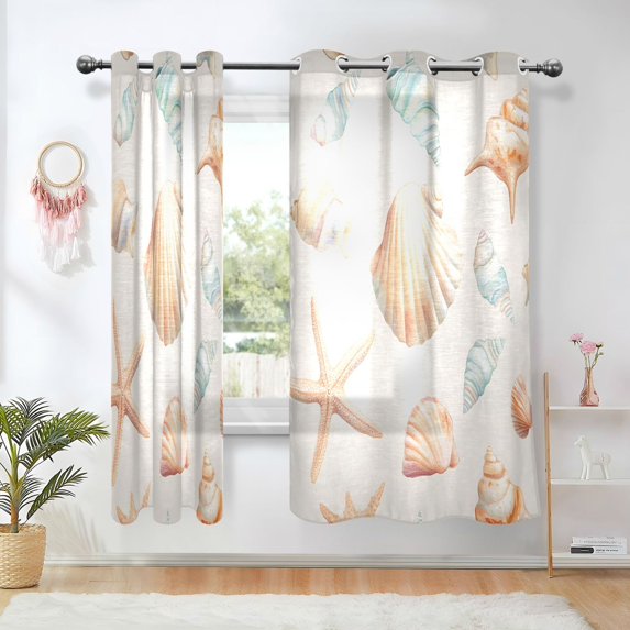 Yayeee Window Curtains Set of 2 for Living Room Light Filtering 63"x42", Gray Seashell