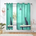 thumbnail image 1 of Yayeee Window Curtains Set of 2 for Living Room Light Filtering 63"x42", Green Cat, 1 of 7