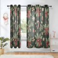 thumbnail image 1 of Yayeee Window Curtains Light Filtering 63"x42" Grommet Panel Pair Home Living Room Decor, Green Christmas Holly, 1 of 7