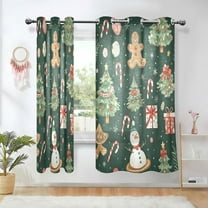 Yayeee Window Curtains Set of 2 for Living Room Light Filtering 63"x42", Green Christmas Trees