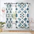 thumbnail image 1 of Yayeee Window Curtains Light Filtering 63"x42" Grommet Panel Pair Home Living Room Decor, Green Geometric Pattern, 1 of 7