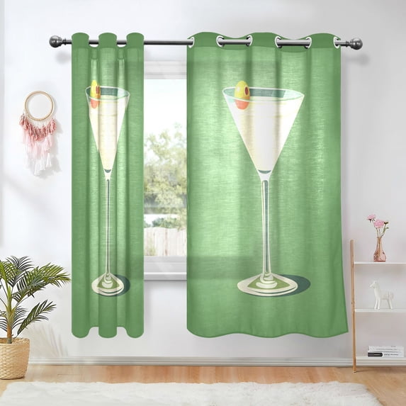 Yayeee Window Curtains Set of 2 for Living Room Light Filtering 63"x42", Green Lemon Juice