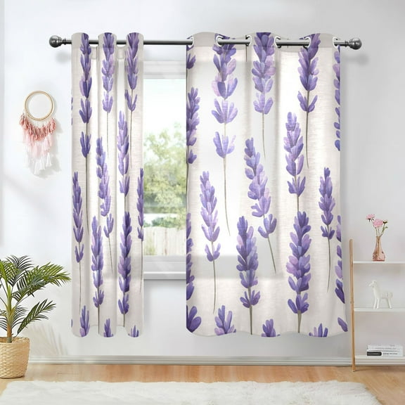 Yayeee Window Curtains Set of 2 for Living Room Light Filtering 63"x42", Lavender Pattern
