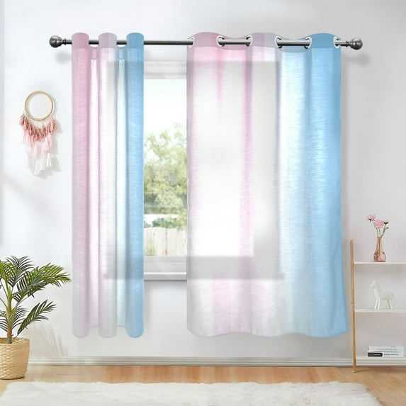 Yayeee Window Curtains Set of 2 for Living Room Light Filtering 63"x42", Light Blue Stripes