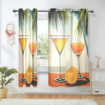 Yayeee Window Curtains Set of 2 for Living Room Light Filtering 63"x42", Mid Century Glasses