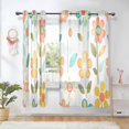 thumbnail image 1 of Yayeee Window Curtains Light Filtering 63"x42" Grommet Panel Pair Home Living Room Decor, Orange Retro Flower, 1 of 7