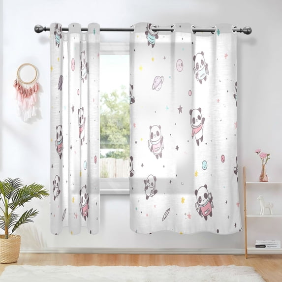 Yayeee Window Curtains Light Filtering 63"x42" Grommet Panel Pair Home Living Room Decor, Panda Pattern