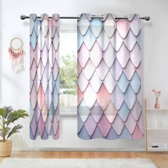 Yayeee Window Curtains Set of 2 for Living Room Light Filtering 63"x42", Pink Art Pattern