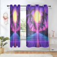 thumbnail image 1 of Yayeee Window Curtains Light Filtering 63"x42" Grommet Panel Pair Home Living Room Decor, Purple Neon Road, 1 of 7