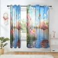 thumbnail image 1 of Yayeee Window Curtains Set of 2 for Living Room Light Filtering 63"x42", Realistic Pink Flamingo Flower, 1 of 7