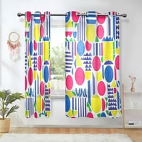 Yayeee Window Curtains Set of 2 for Living Room Light Filtering 63"x42", Red Retro Shapes