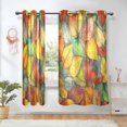 thumbnail image 1 of Yayeee Window Curtains Light Filtering 63"x42" Grommet Panel Pair Home Living Room Decor, Retro Autumn Leaves, 1 of 7