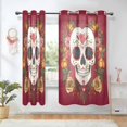 thumbnail image 1 of Yayeee Window Curtains Light Filtering 63"x42" Grommet Panel Pair Home Living Room Decor, Skull Flower, 1 of 7