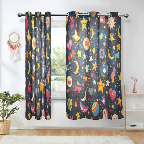 Yayeee Window Curtains Set of 2 for Living Room Light Filtering 63"x42", Small Space Pattern