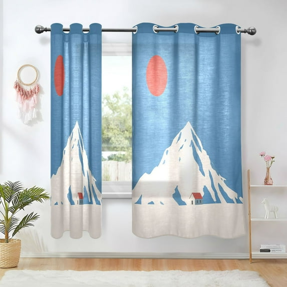 Yayeee Window Curtains Set of 2 for Living Room Light Filtering 63"x42", Snow Mountain