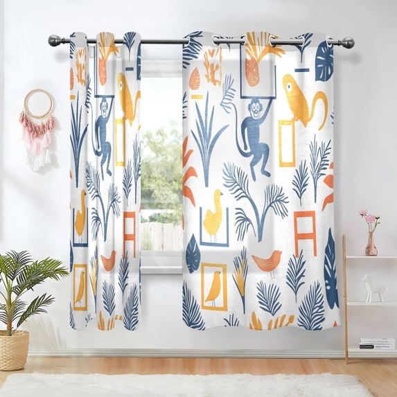 Yayeee Window Curtains Light Filtering 63"x42" Grommet Panel Pair Home Living Room Decor, Tropical Jungle Vibes