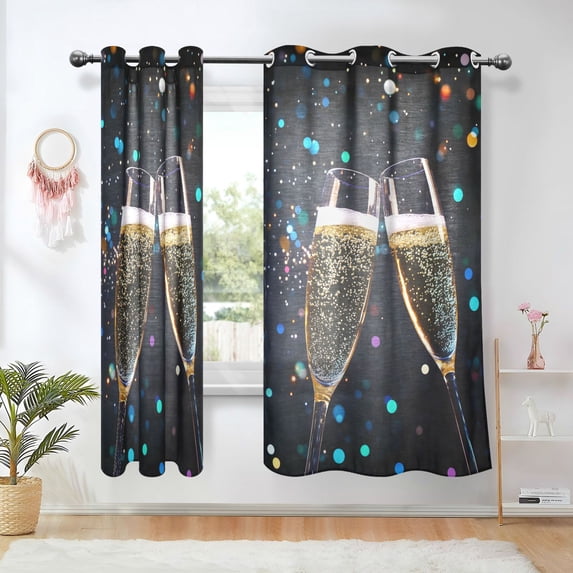 Yayeee Window Curtains Light Filtering 63"x42" Grommet Panel Pair Home Living Room Decor, Two Champagne