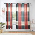 thumbnail image 1 of Yayeee Window Curtains Set of 2 for Living Room Light Filtering 63"x42", Vibrant Red Tartan Pattern, 1 of 7