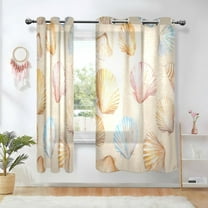 Yayeee Window Curtains Set of 2 for Living Room Light Filtering 63"x42", Watercolor Seashell