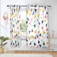 thumbnail image 1 of Yayeee Window Curtains Set of 2 for Living Room Light Filtering 63"x42", White Minimalist Triangles, 1 of 7