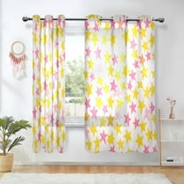 Yayeee Window Curtains Set of 2 for Living Room Light Filtering 63"x42", White Stars Pattern